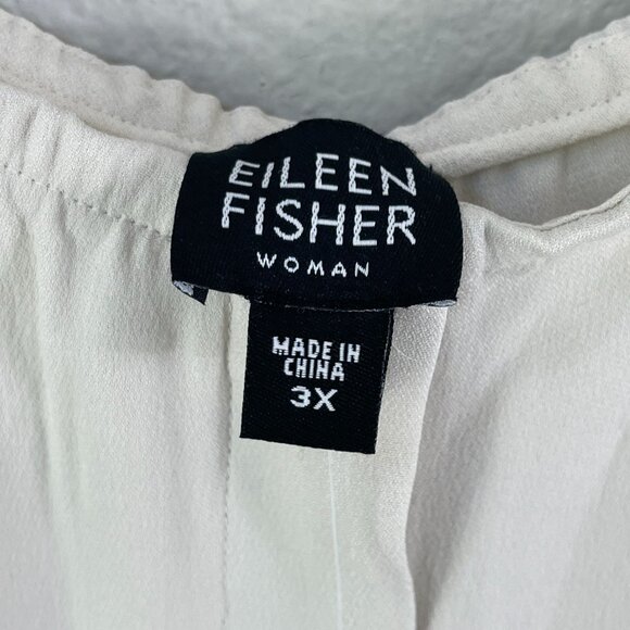 NEW Eileen Fisher Womens Plus 3X 100% Silk Georgette Luxe Trousers Pants Bone - Picture 3 of 13